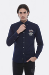 Emblemed Long Sleeve Navy Blue Shirt - Wessi
