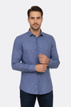 قميص رجالي أزرق داكن منقوش بقصة ضيقة - ويسي