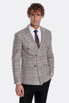 Blazer cruzado de cuadros marrón para hombre - Wessi