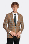 Checked Brown Men Blazer - Wessi