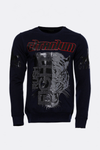 Navy Blue Patterned Slim Fit Sweatshirt - Wessi