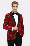 Blazer estampado burdeos para hombre para fiesta de graduación - Wessi