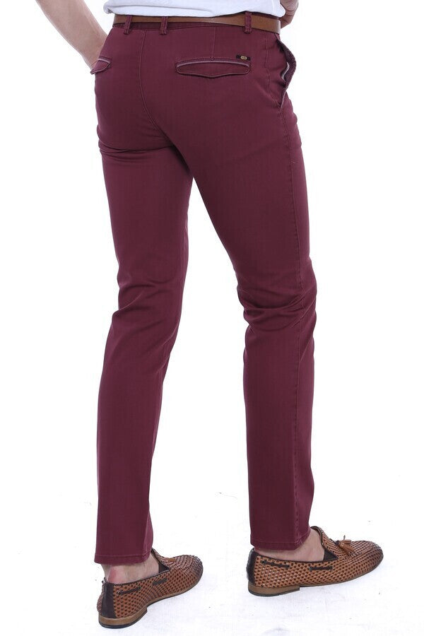 Patch Pocket Burgundy Men's Trousers - Wessi