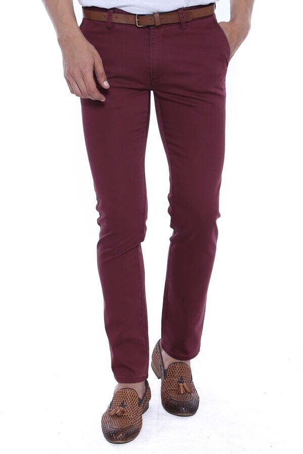 Pantalones burdeos con bolsillos de parche para hombre - Wessi