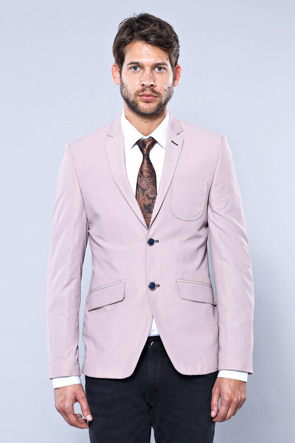 Patched Light Pink Blazer - Wessi