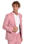 Patterned 2 Piece Slim Fit Pink Men Suit - Wessi