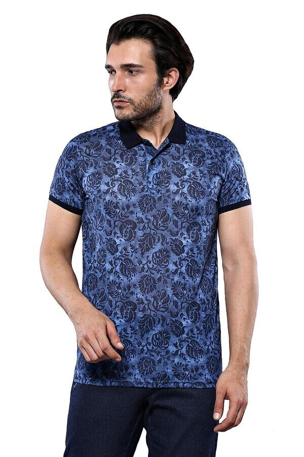 Camiseta polo estampada azul | Wessi