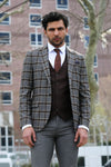 Patterned Checked Slim Fit Anthracite Men Suit - Wessi