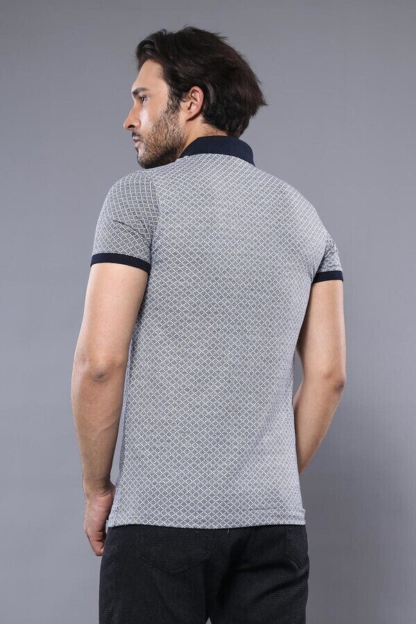 Patterned Grey Men's Polo Shirt | Wessi