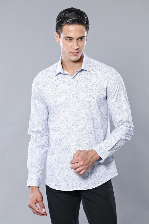 Patterned Men's White Shirt | Wessi