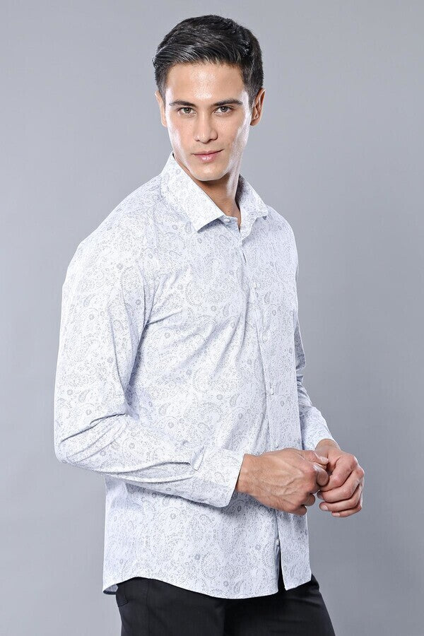 Patterned Men's White Shirt | Wessi