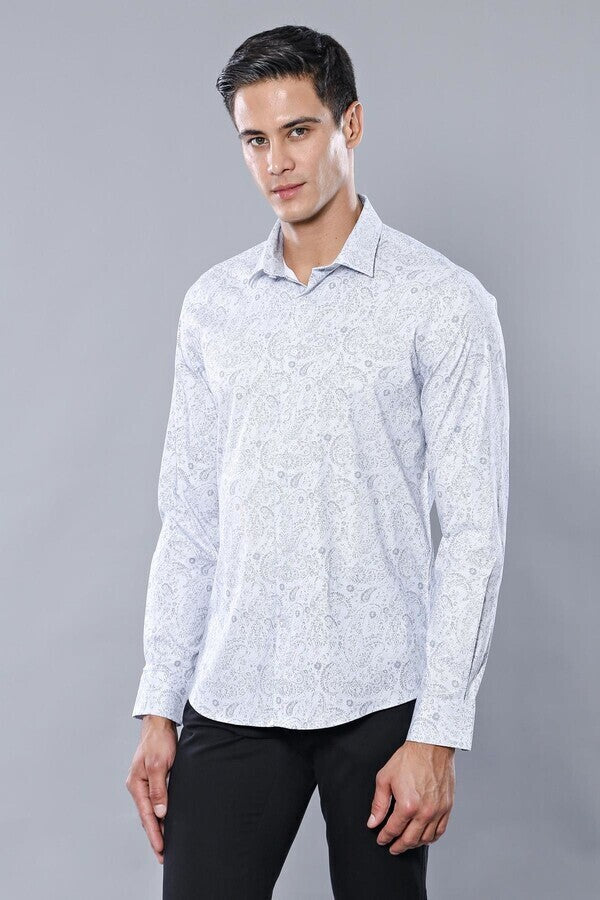 Patterned Men's White Shirt | Wessi