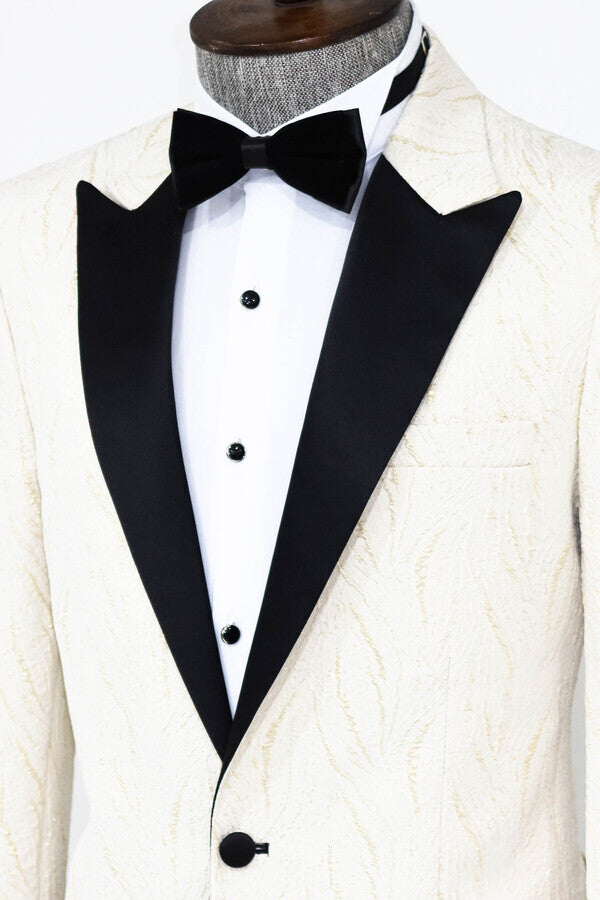 Blazer de fiesta para hombre blanco brillante con estampado - Wessi