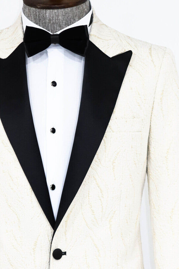 Blazer de fiesta para hombre blanco brillante con estampado - Wessi