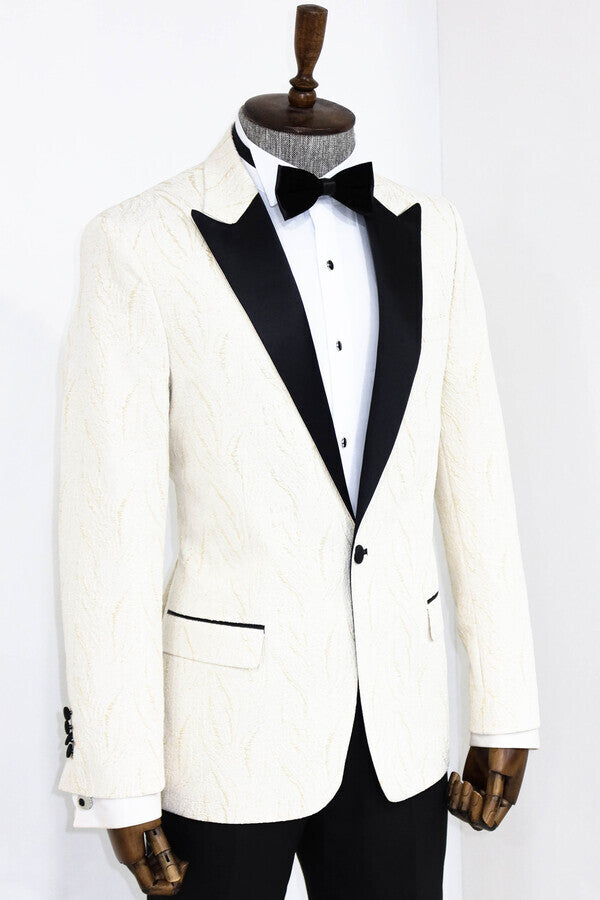 Blazer de fiesta para hombre blanco brillante con estampado - Wessi