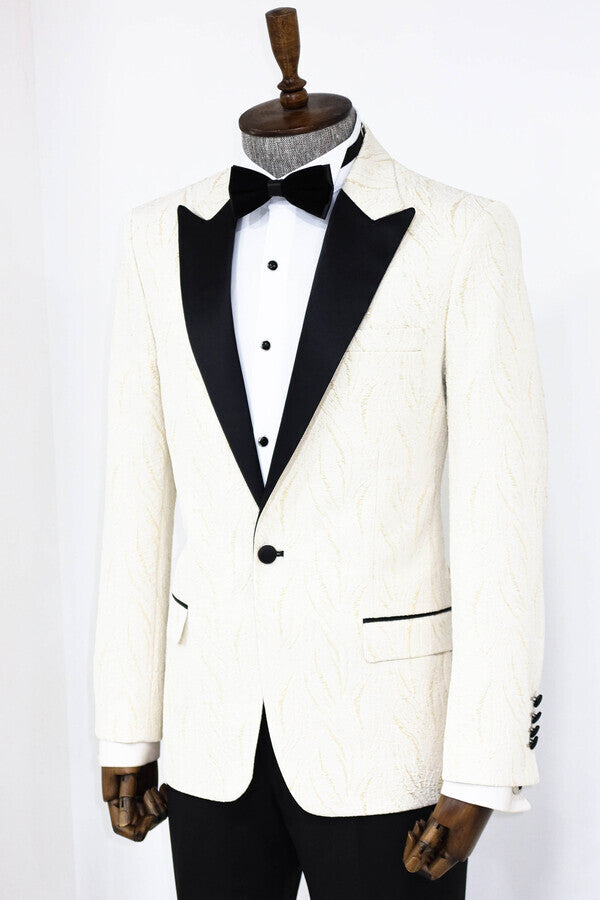 Blazer de fiesta para hombre blanco brillante con estampado - Wessi