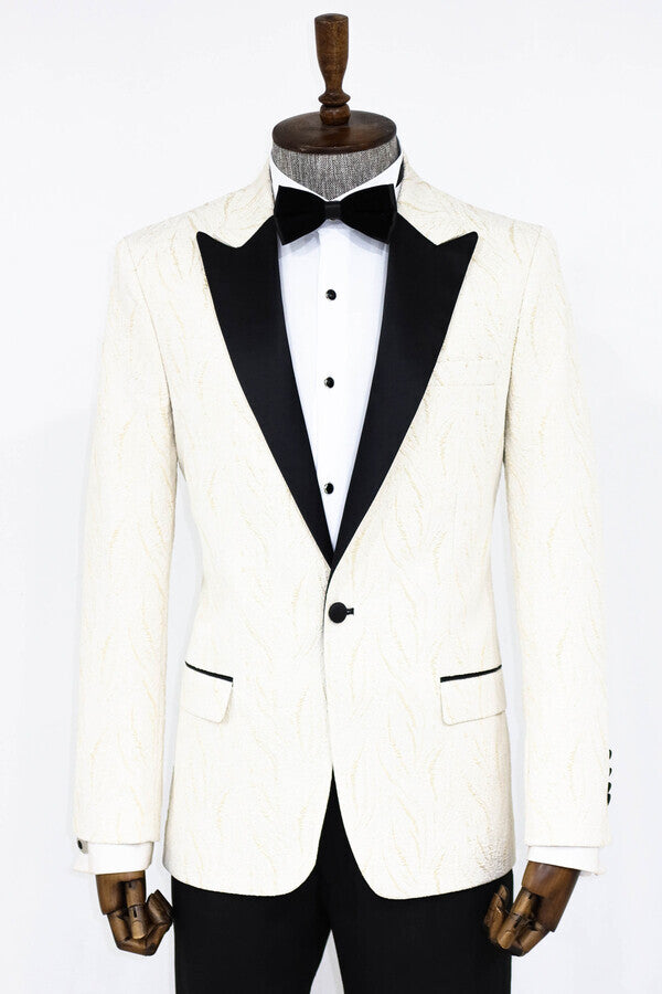 Blazer de fiesta para hombre blanco brillante con estampado - Wessi