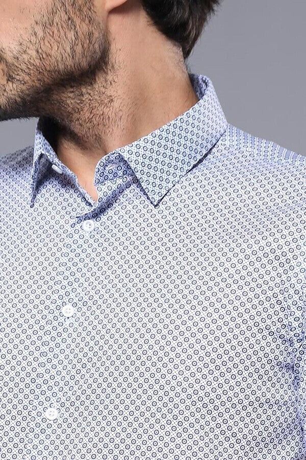 Camisa estampada de manga corta azul para hombre - Wessi