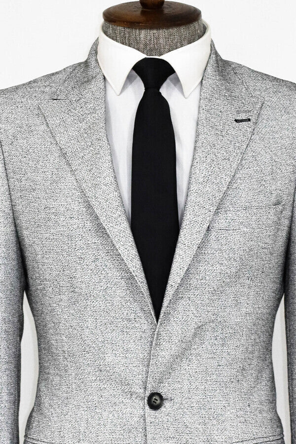 Blazer gris ajustado con estampado para hombre - Wessi