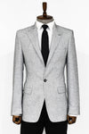 Patterned Slim Fit Grey Men Blazer - Wessi