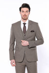 Patterned Slim Fit Light Brown Men Blazer - Wessi