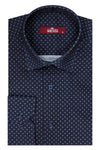 Patterned Slim Fit Navy Blue Men Shirt - Wessi