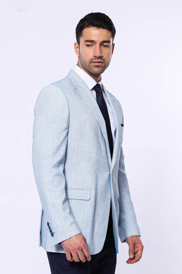 Blazer azul cielo ajustado con estampado - Wessi