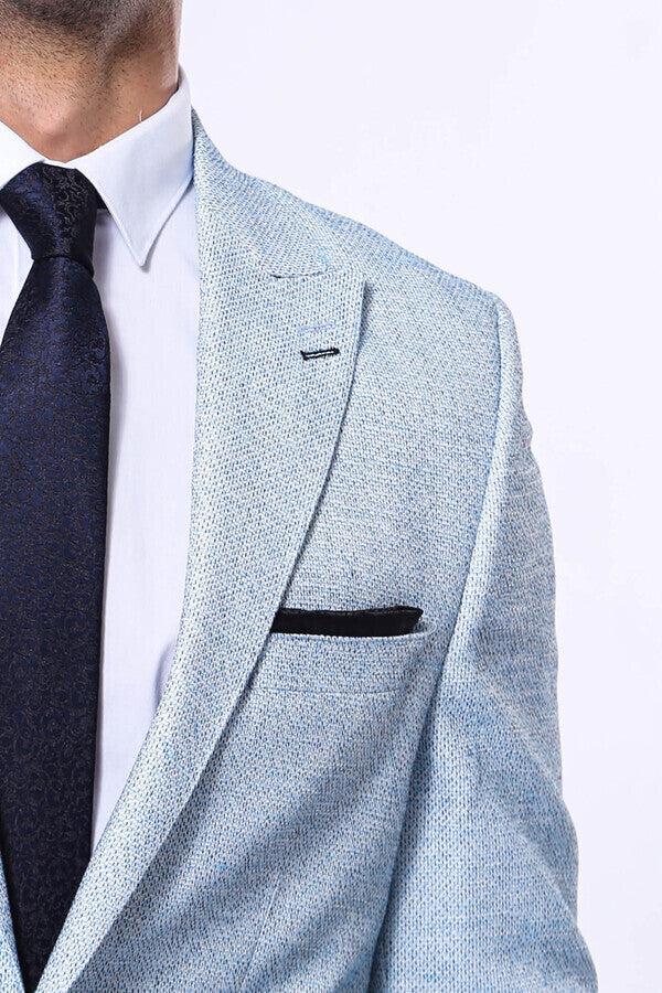 Blazer azul cielo ajustado con estampado - Wessi