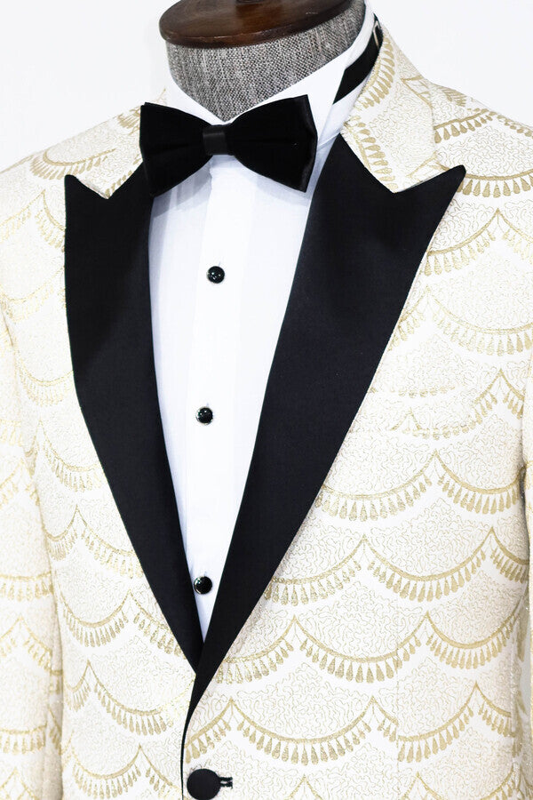 Blazer de fiesta ajustado con estampado blanco para hombre - Wessi