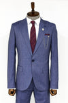 Patterned Two Piece Blue Men Suit - Wessi