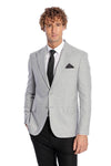 Patterned Wide Lapel Grey Men Blazer - Wessi