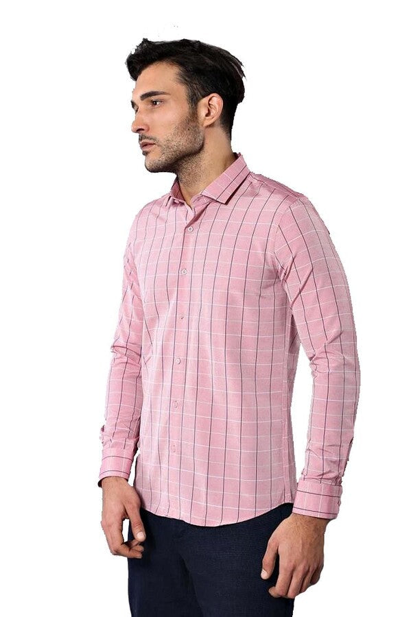 Pink Plaid Men's Shirt | Wessi