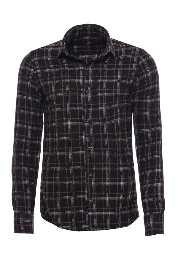 Camisa de leñador a cuadros para hombre, color negro - Wessi