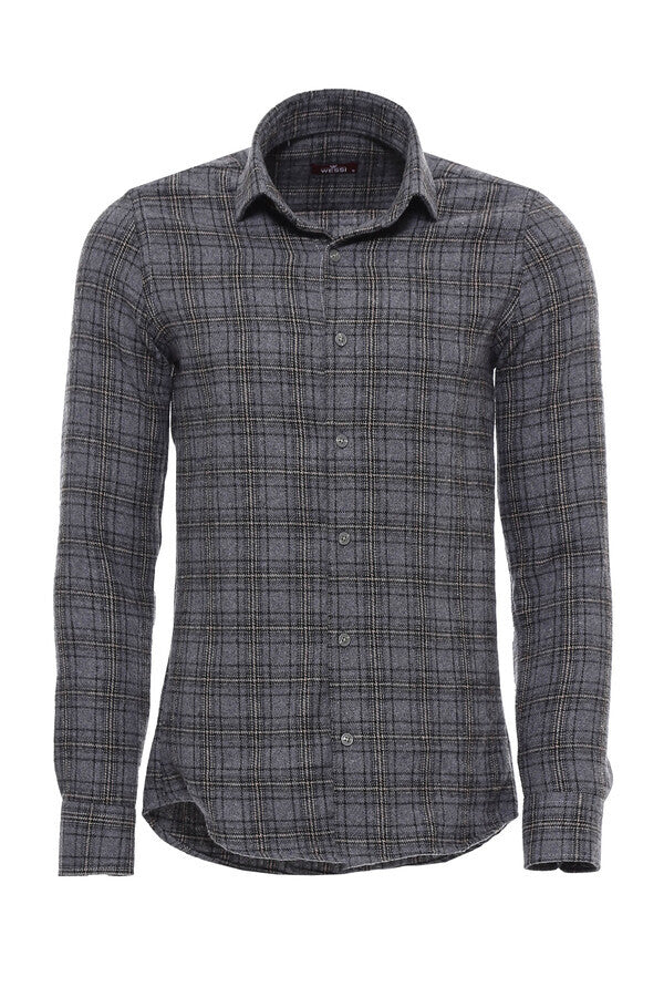 Camisa de leñador a cuadros gris oscuro para hombre - Wessi