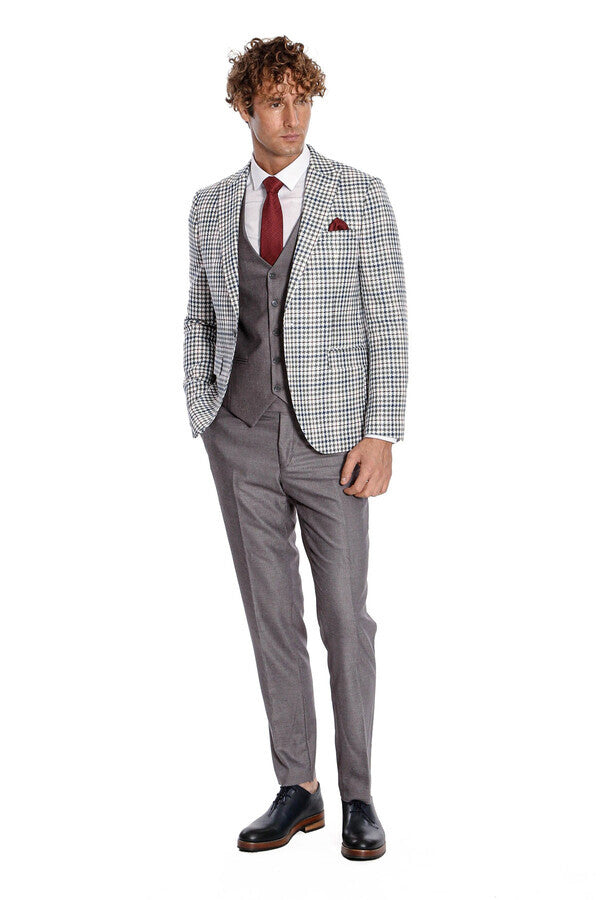 Plaid Grey Men's Suit - Wessi