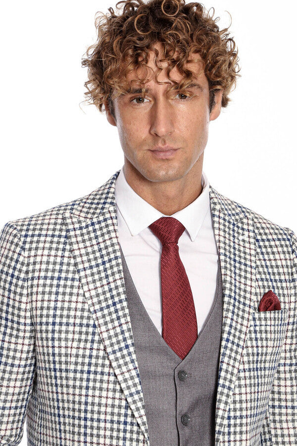 Plaid Grey Men's Suit - Wessi