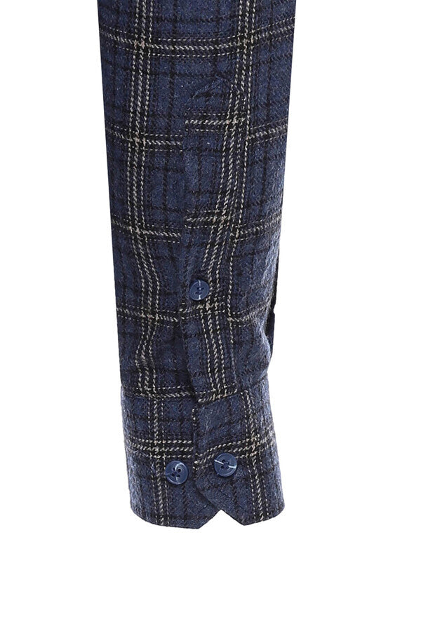 Plaid Navy Blue Men Lumberjack Shirt - Wessi