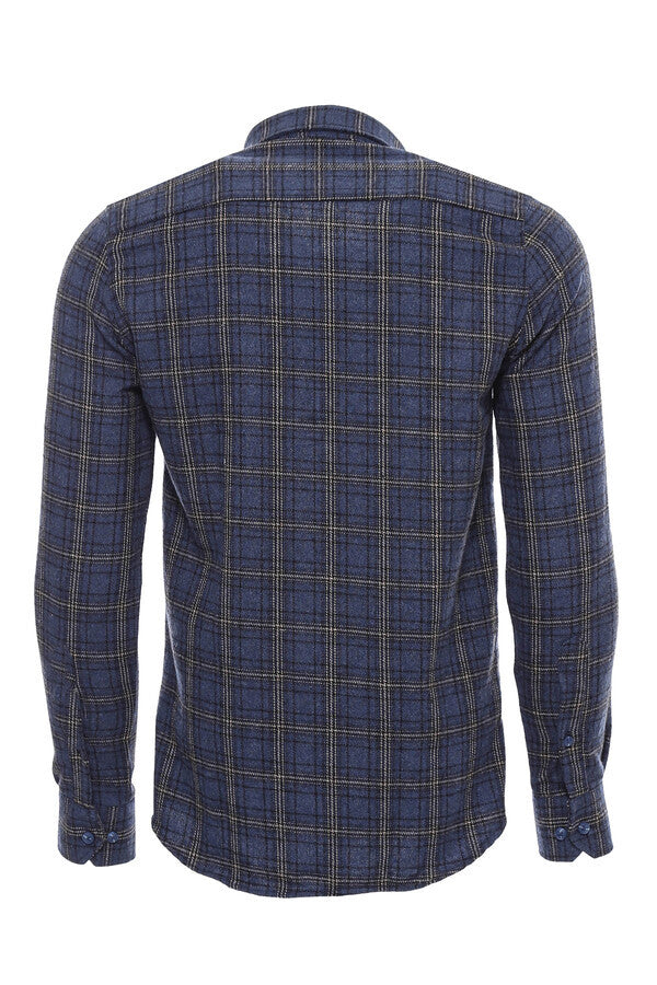 Plaid Navy Blue Men Lumberjack Shirt - Wessi