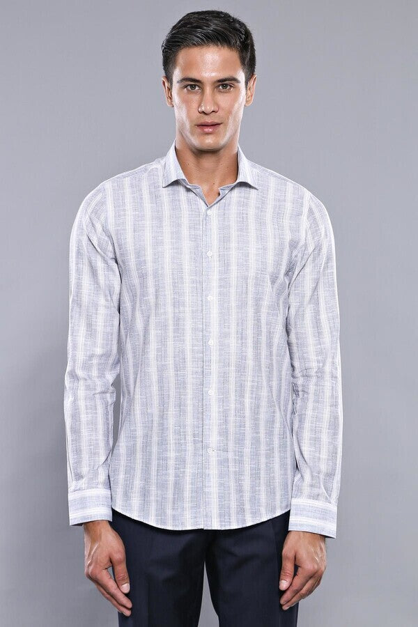 Camisa de rayas azules para hombre | Wessi