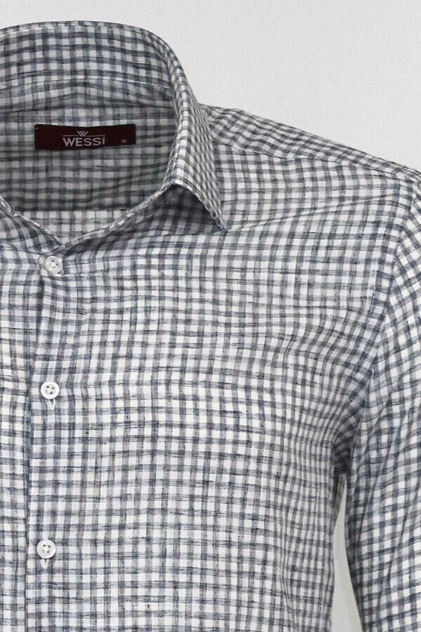 Camisa de cuadros entallada negra para hombre - Wessi