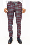 Plaid Slim Fit Navy Blue Men Pants - Wessi