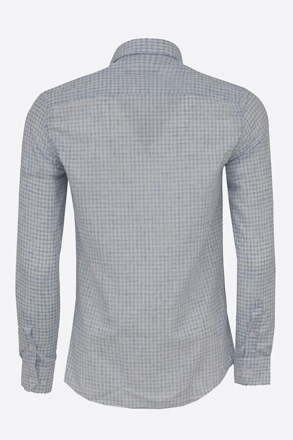 Camisa de cuadros azul cielo para hombre de corte ajustado - Wessi