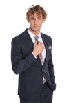 Plain 2 Piece Slim Fit Dark Blue Men Suit - Wessi