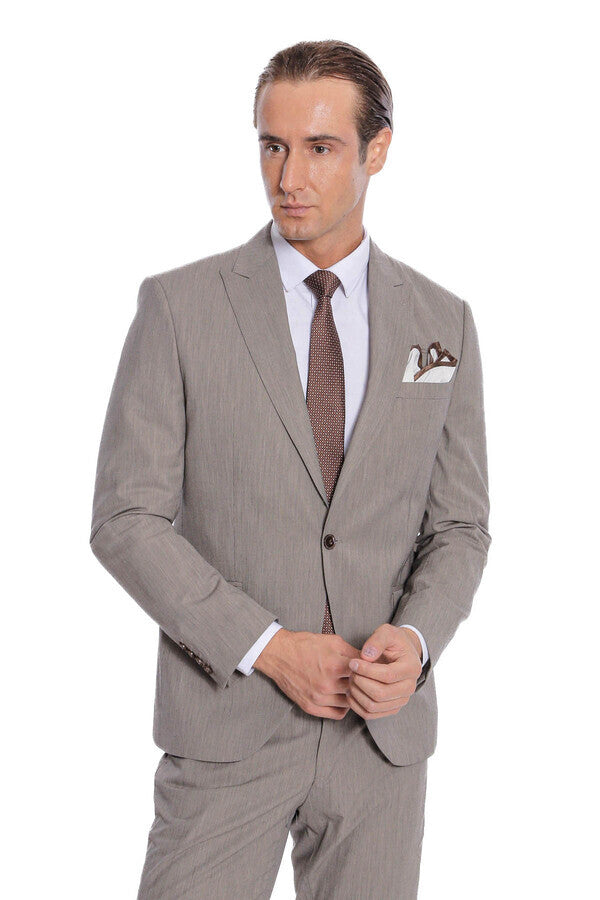 Plain 2 Piece Slim Fit Dark Grey Men Suit - Wessi