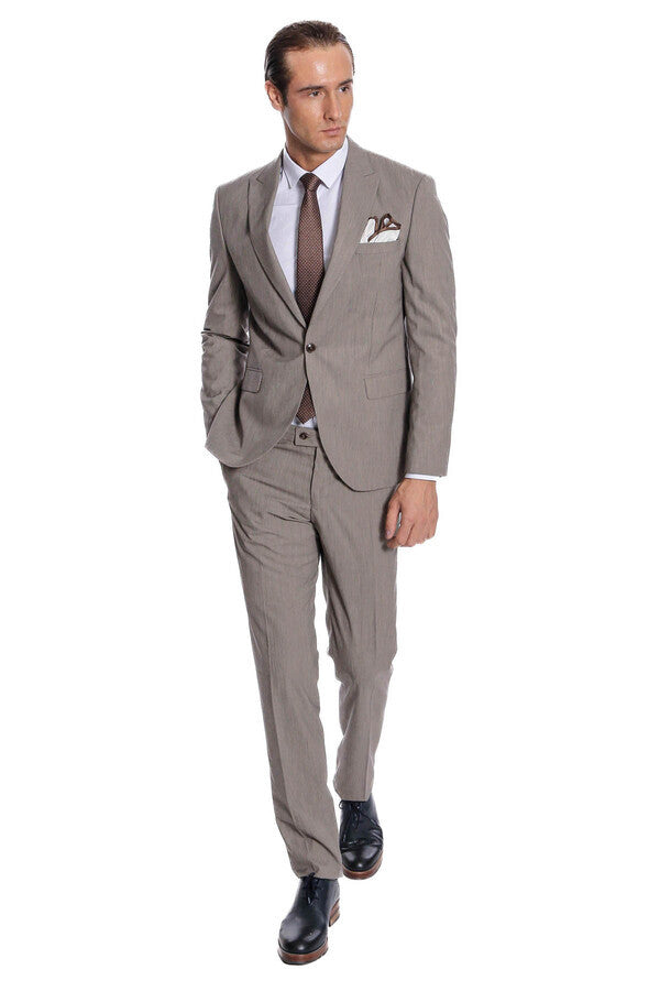 Plain 2 Piece Slim Fit Dark Grey Men Suit - Wessi