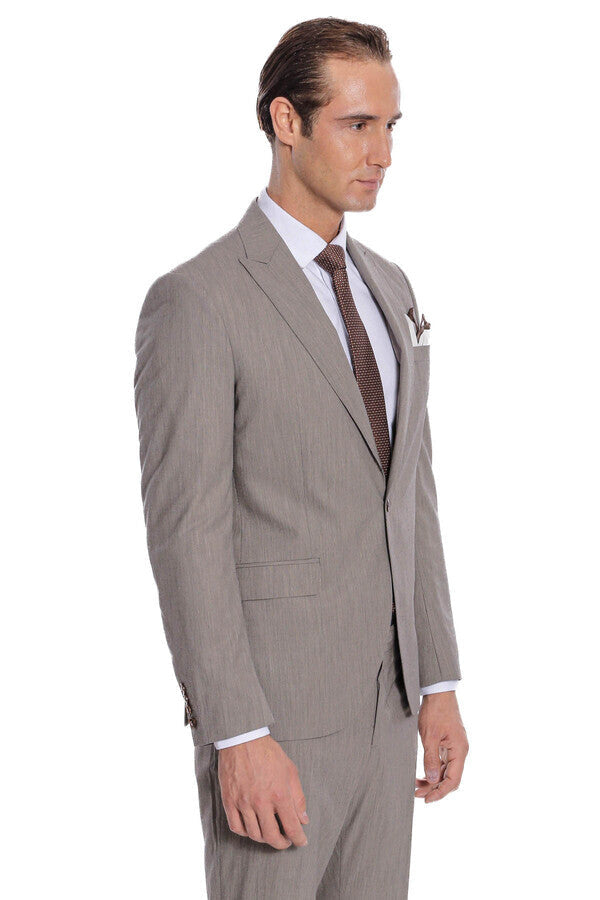 Plain 2 Piece Slim Fit Dark Grey Men Suit - Wessi