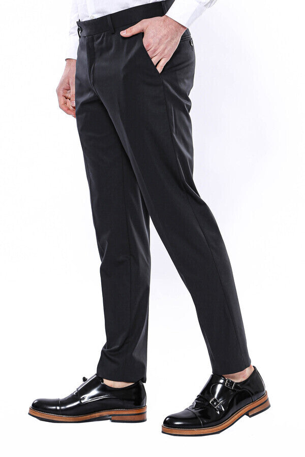 Plain Anthracite Men Pants - Wessi