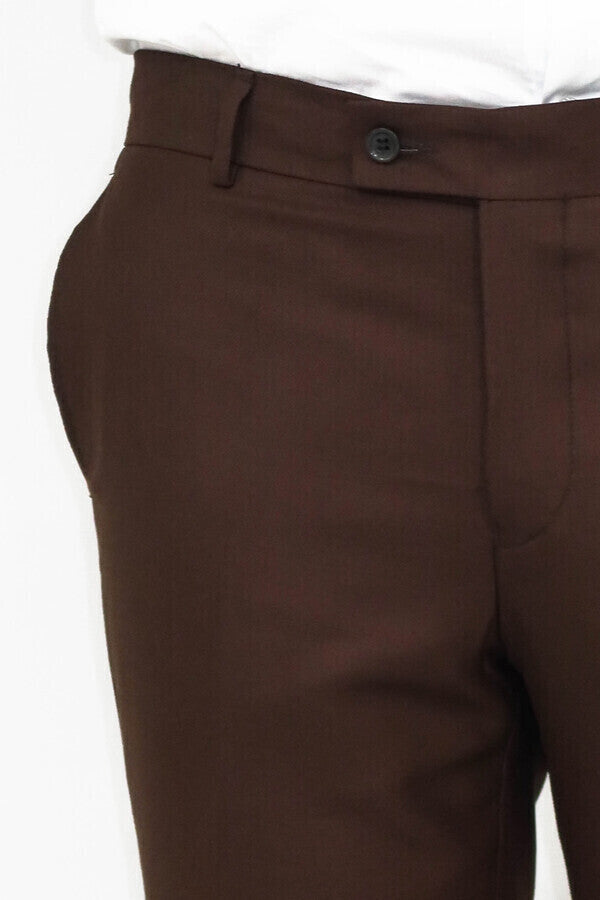 Pantalones de hombre de color marrón liso - Wessi