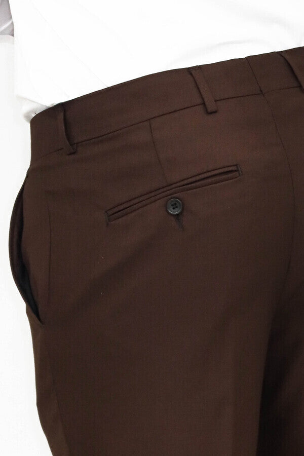 Pantalones de hombre de color marrón liso - Wessi