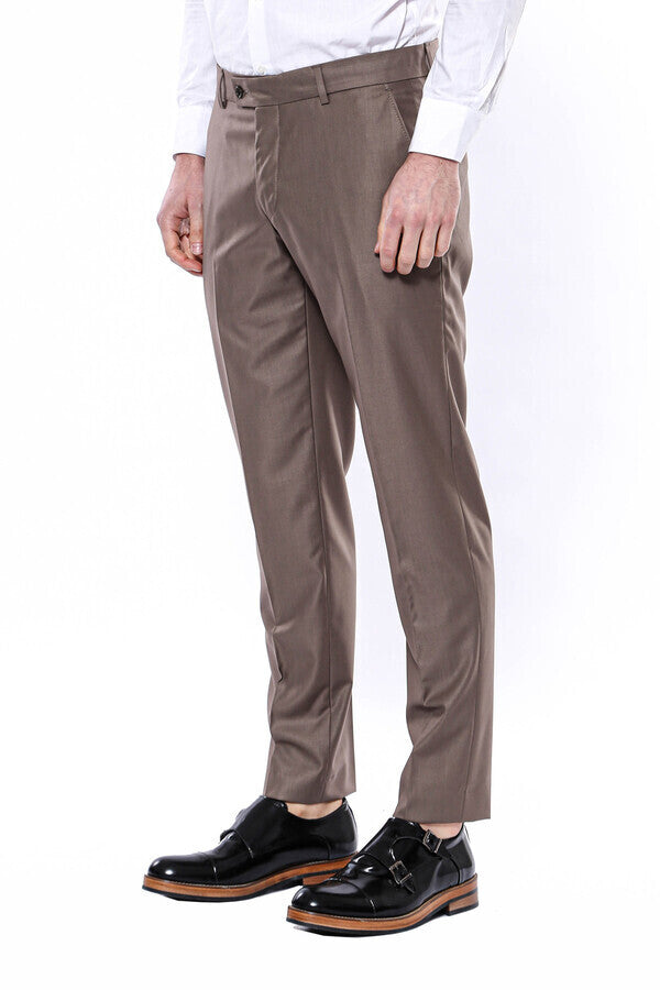 Plain Brown Men Trousers - Wessi